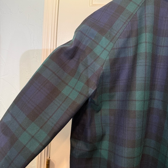 KORS Michael Kors Raincoat MacIntosh Coat Green Blue Plaid Coat M NWT **vintage - Picture 2 of 14